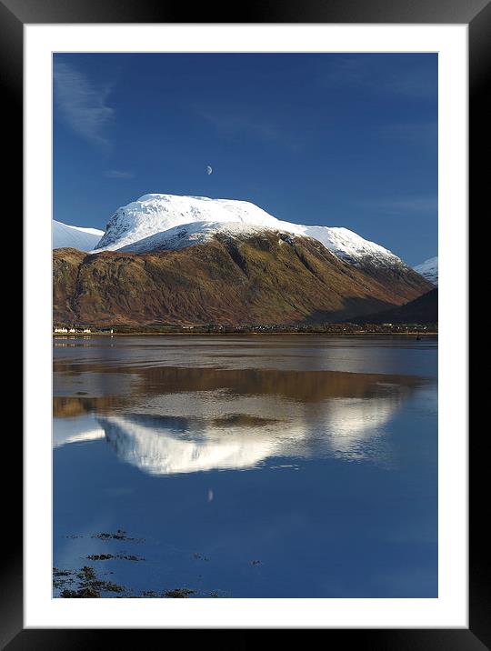 Moon above a snow-capped Ben Nevis Framed Mounted Print by Maria Gaellman
