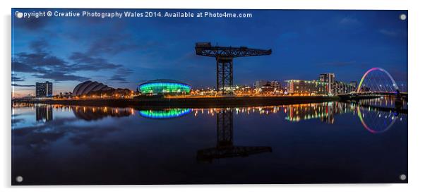  Glasgow Night Panorama Acrylic by Creative Photography Wales