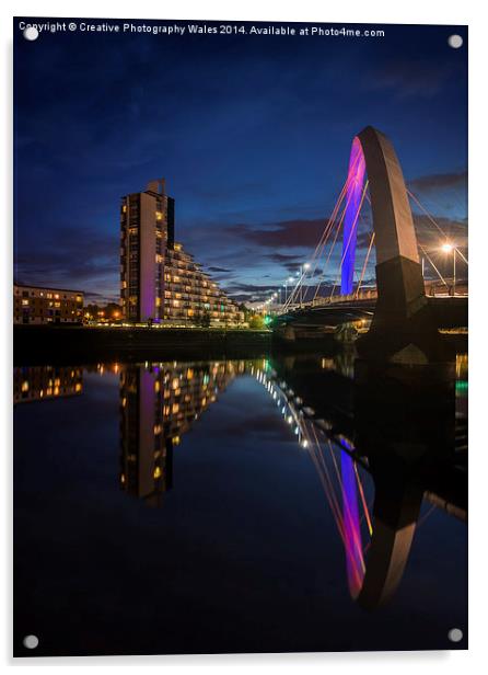  Squinty Bridge Night reflection Acrylic by Creative Photography Wales