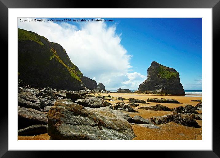  BEDRUTHAN STEPS BEACH Framed Mounted Print by Anthony Kellaway