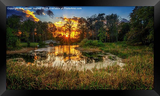  October Sunset Over The Lower Lake Framed Print by matthew  mallett
