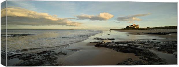  Bamburgh Castle, Northumberland Panoramic Canvas Print by Dave Hudspeth Landscape Photography