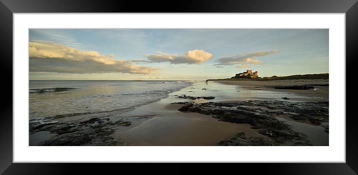  Bamburgh Castle, Northumberland Panoramic Framed Mounted Print by Dave Hudspeth Landscape Photography