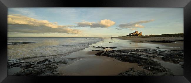  Bamburgh Castle, Northumberland Panoramic Framed Print by Dave Hudspeth Landscape Photography