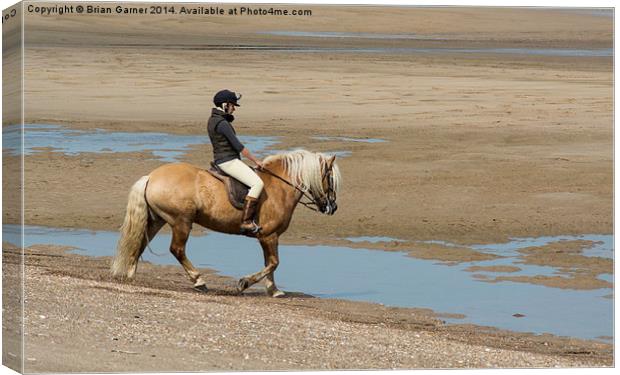  Horse and Rider at Anderby Creek Canvas Print by Brian Garner