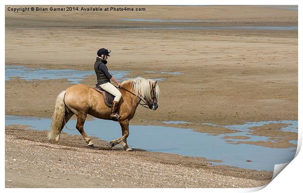  Horse and Rider at Anderby Creek Print by Brian Garner