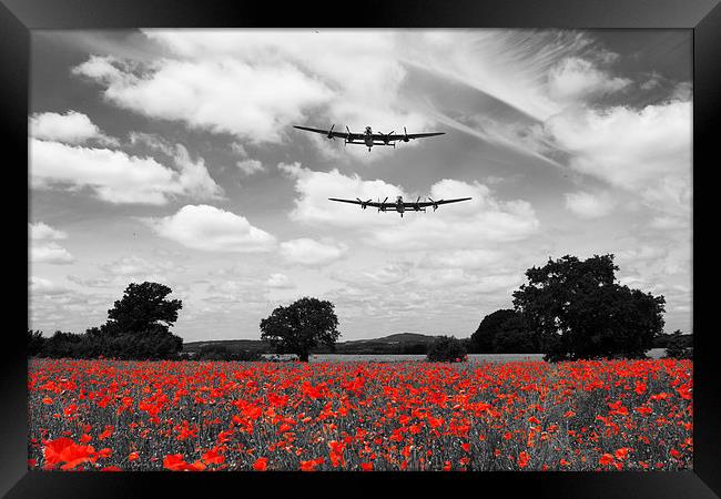 Two Lancasters Poppy Pass - Selective Framed Print by J Biggadike