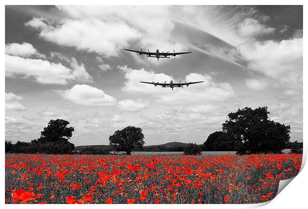 Two Lancasters Poppy Pass - Selective Print by J Biggadike
