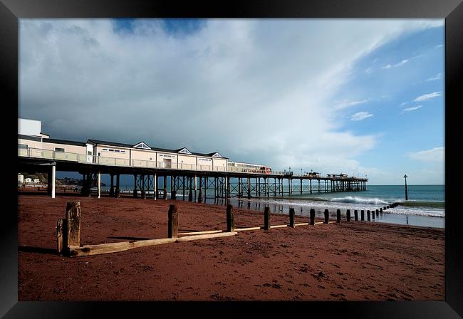  Clouds gather over Teignmouth Pier Framed Print by Rosie Spooner