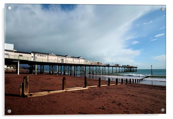  Clouds gather over Teignmouth Pier Acrylic by Rosie Spooner