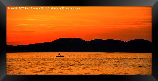  Croatian Sunset Fishing Boat. Framed Print by William Duggan