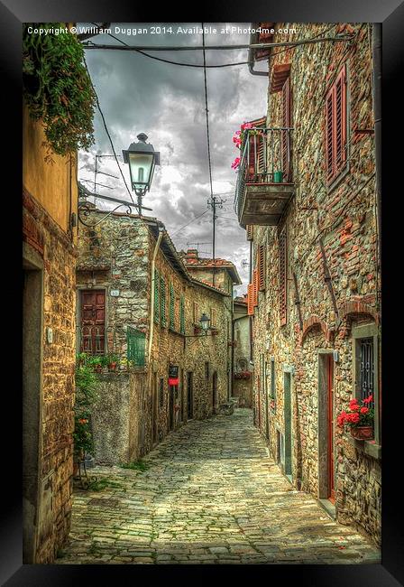  Tuscany Medieval Alleyway  Framed Print by William Duggan