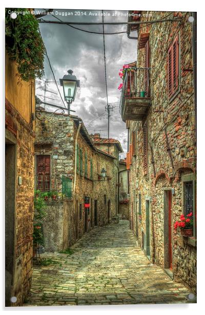  Tuscany Medieval Alleyway  Acrylic by William Duggan