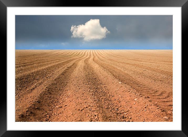  A Ploughed Field and a Cloud Framed Mounted Print by Mal Bray