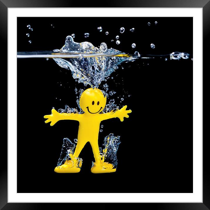  Smiley Yellow Man Diving  Framed Mounted Print by Simon Rutter