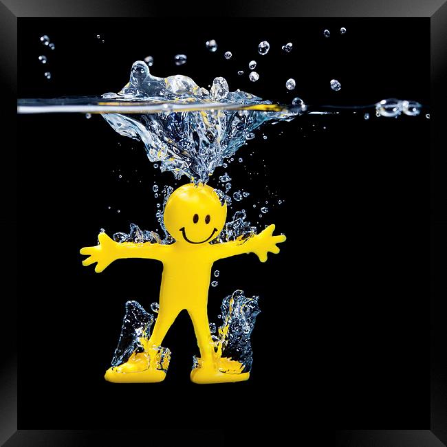  Smiley Yellow Man Diving  Framed Print by Simon Rutter