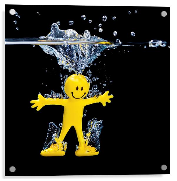  Smiley Yellow Man Diving  Acrylic by Simon Rutter