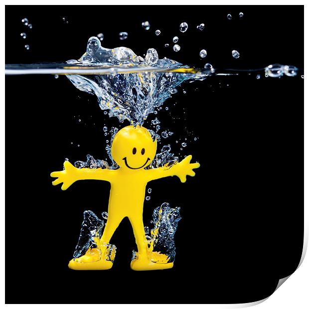  Smiley Yellow Man Diving  Print by Simon Rutter