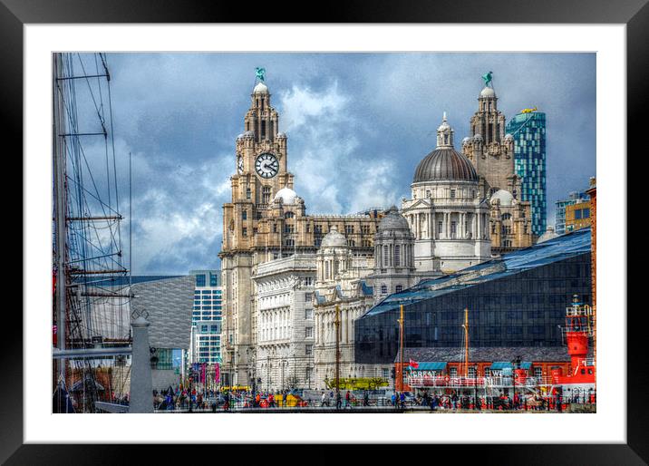 three graces liverpool Framed Mounted Print by sue davies