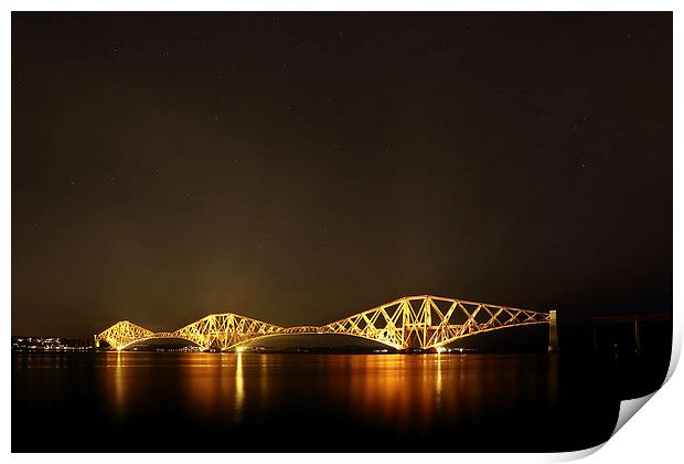 Firth of Forth Railway Bridge at Night Print by Maria Gaellman