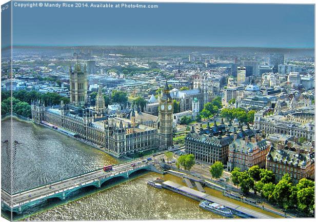  Houses of Parliament seen from the London Eye Canvas Print by Mandy Rice