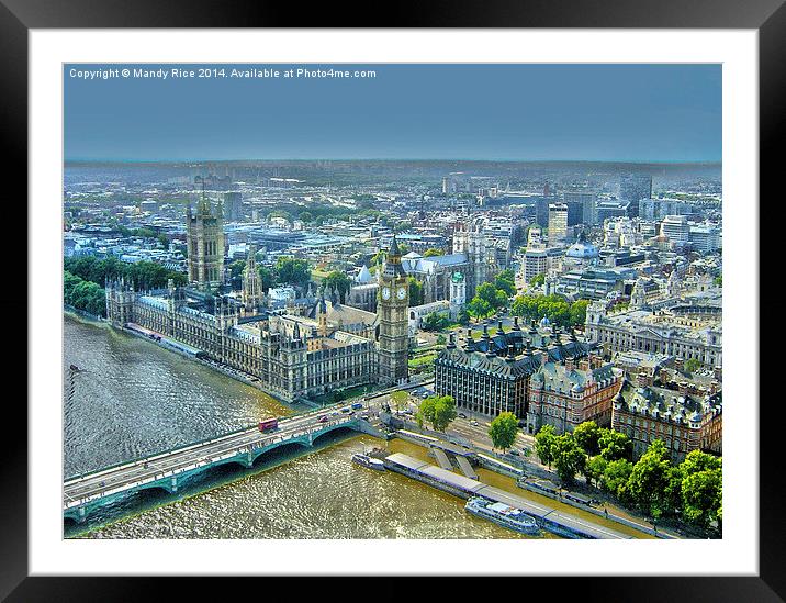  Houses of Parliament seen from the London Eye Framed Mounted Print by Mandy Rice