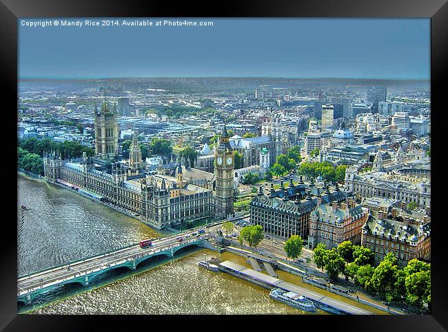  Houses of Parliament seen from the London Eye Framed Print by Mandy Rice