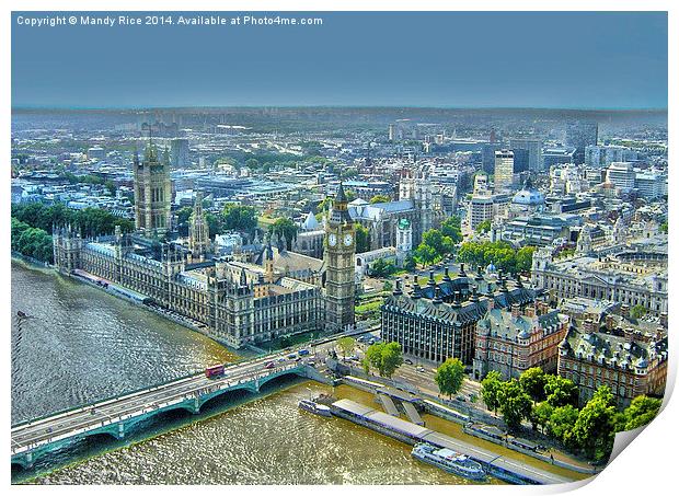  Houses of Parliament seen from the London Eye Print by Mandy Rice