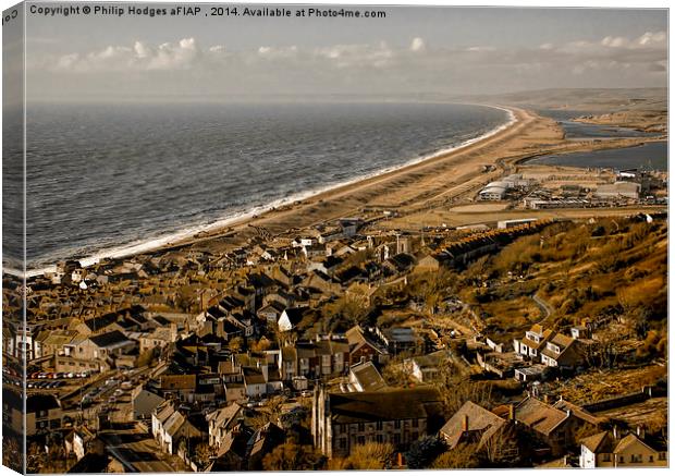 Portland and the Chesil Bank   Canvas Print by Philip Hodges aFIAP ,