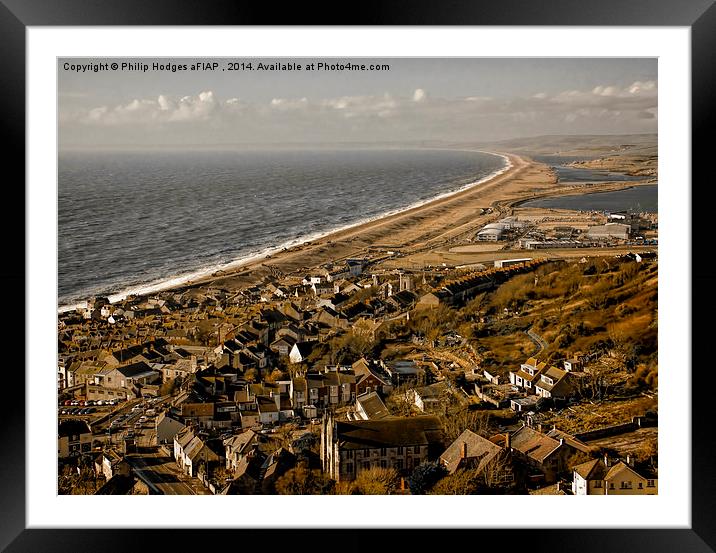 Portland and the Chesil Bank   Framed Mounted Print by Philip Hodges aFIAP ,