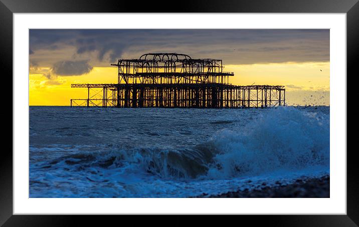 Brighton West Pier at sunset Framed Mounted Print by Dean Messenger