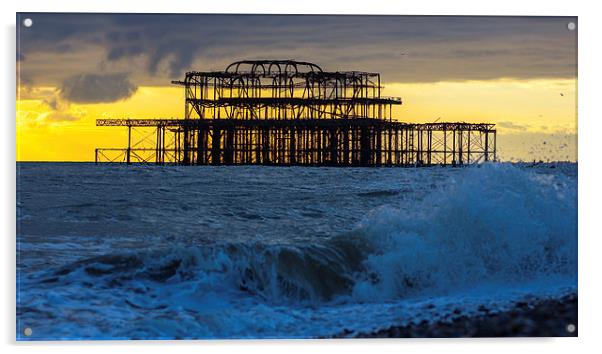 Brighton West Pier at sunset Acrylic by Dean Messenger