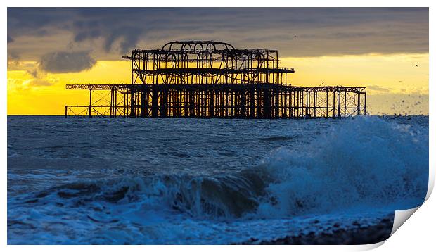 Brighton West Pier at sunset Print by Dean Messenger