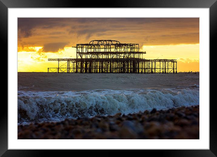  Brighton West Pier sunset Framed Mounted Print by Dean Messenger
