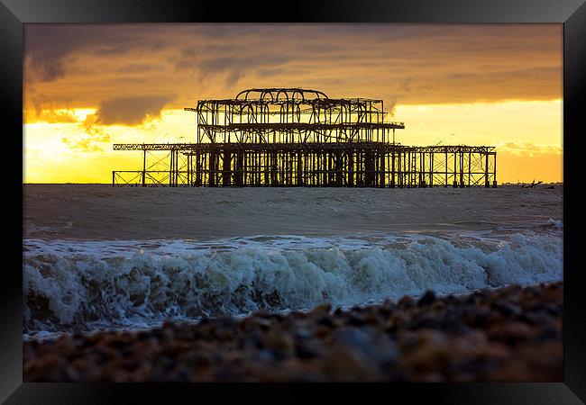  Brighton West Pier sunset Framed Print by Dean Messenger