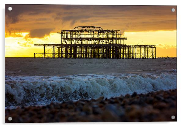  Brighton West Pier sunset Acrylic by Dean Messenger