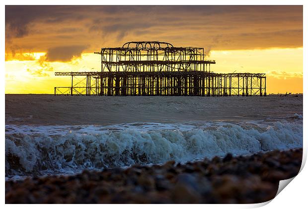  Brighton West Pier sunset Print by Dean Messenger