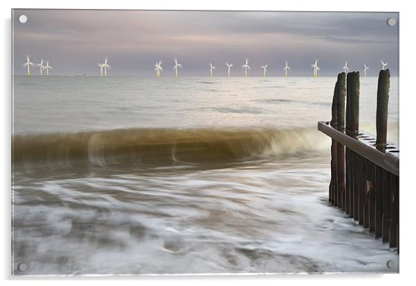 Dusk by the sea at a Caister groyne Acrylic by Stephen Mole