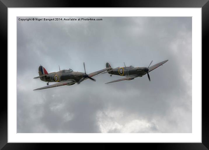  Mk1 Spitfire and Hurricane Framed Mounted Print by Nigel Bangert