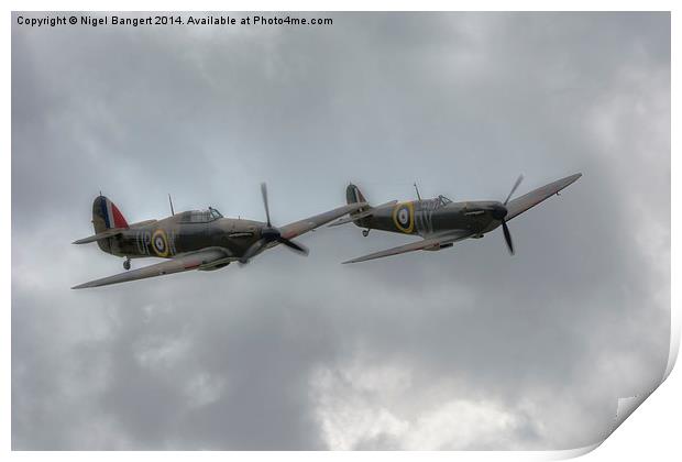 Mk1 Spitfire and Hurricane Print by Nigel Bangert
