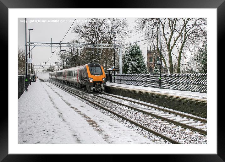  Snowy Penkridge Train Station Framed Mounted Print by Diane Griffiths