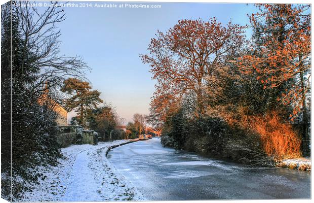  Snowy Penkridge Canal Canvas Print by Diane Griffiths