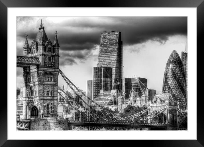 Tower Bridge and the City Framed Mounted Print by David Pyatt