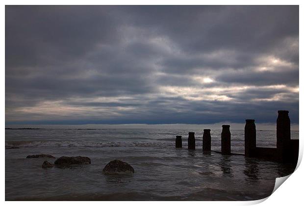  Dark days on the beach Print by Stephen Prosser