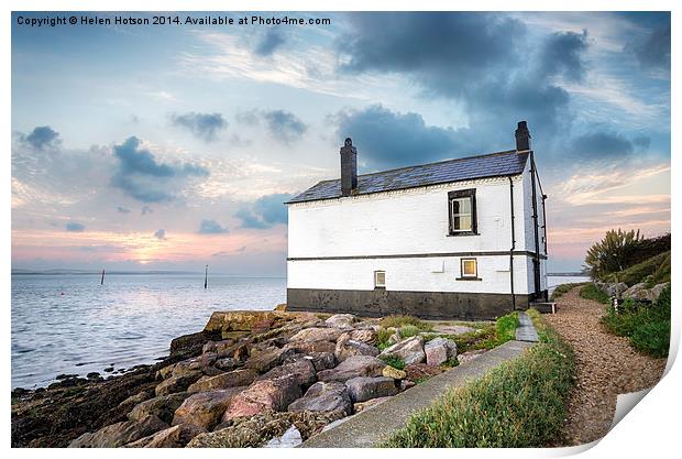 Cottage on the Sea Shore Print by Helen Hotson
