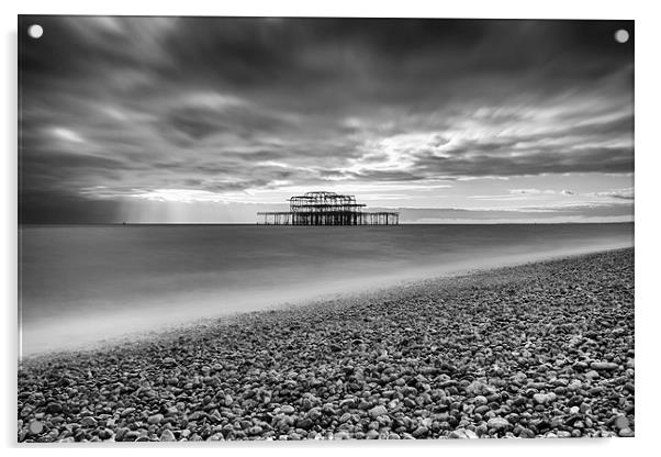  Brighton West Pier Mono Acrylic by Dean Messenger