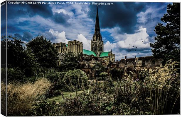  Chichester Cathedral and Garden Canvas Print by Chris Lord