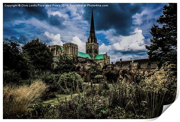  Chichester Cathedral and Garden Print by Chris Lord