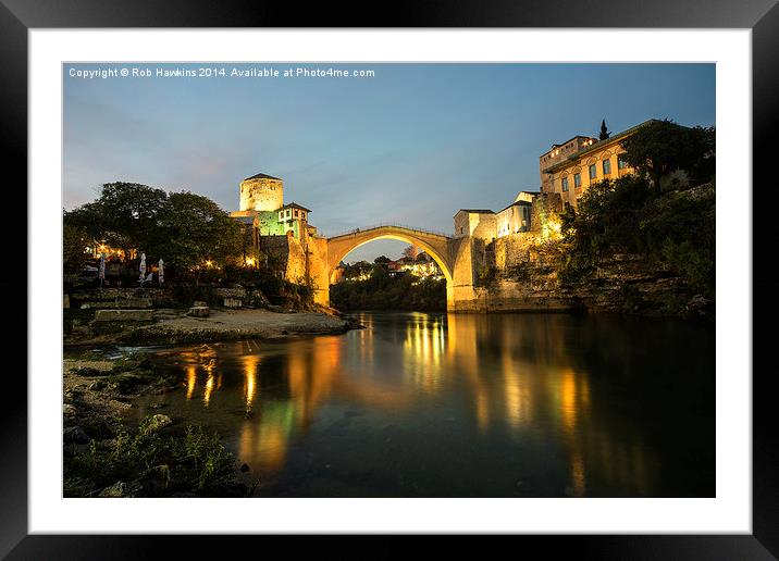  Stari Most by night  Framed Mounted Print by Rob Hawkins