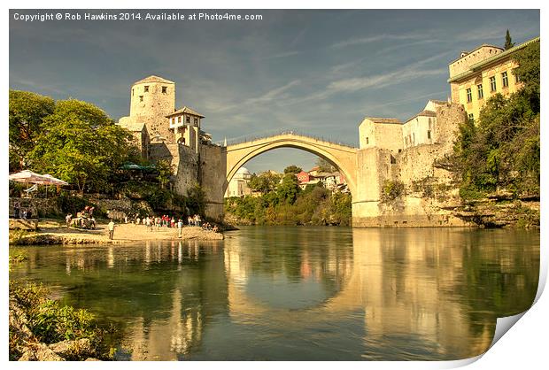  The Old Bridge at Mostar Print by Rob Hawkins